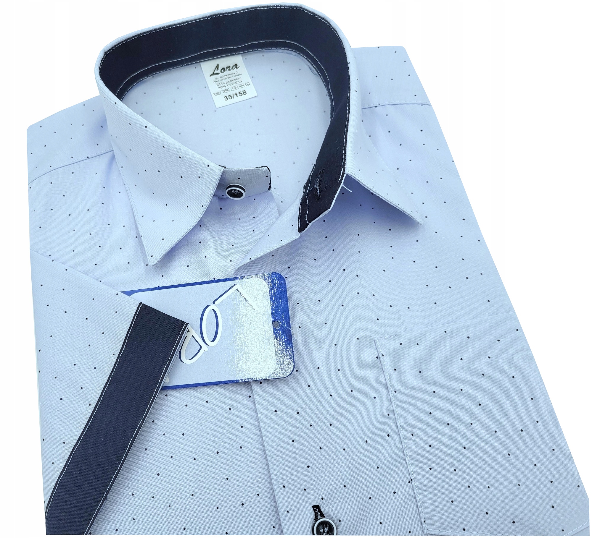 Koszula chłopięca wizytowa błękitna kr rękaw 158 Rozmiar 158