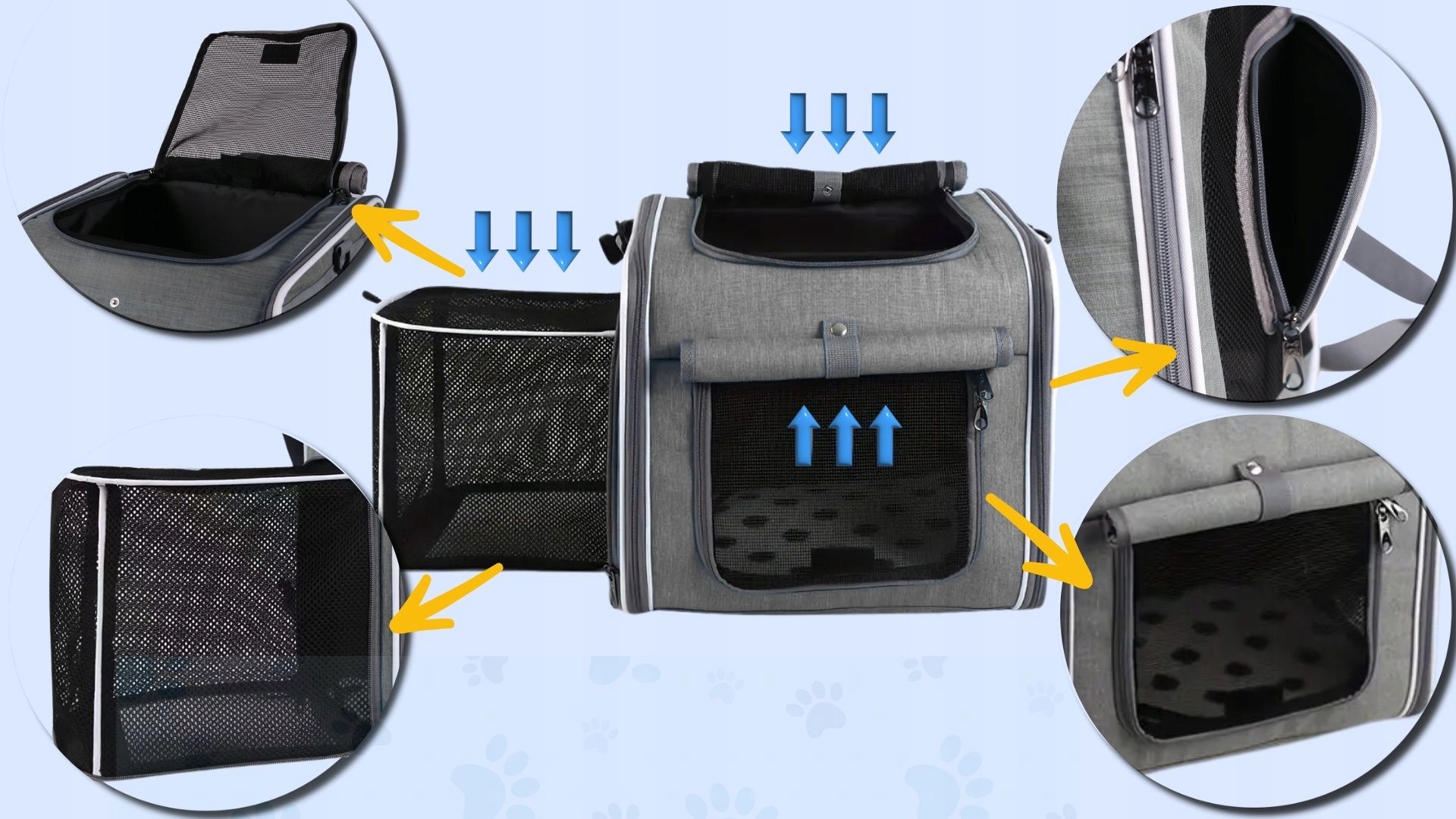 Levně Přepravka pro psa Wobell šedá univerzální 59 cm x 26 cm x 34 cm