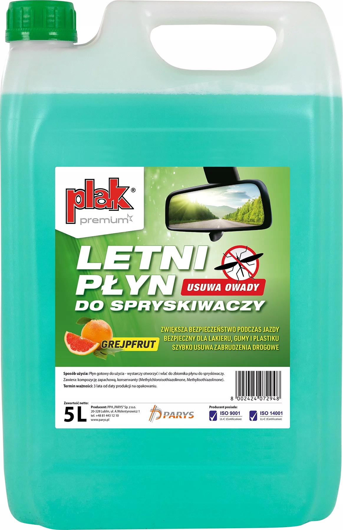 Plak Premium Letni Płyn Do Spryskiwaczy Grejpfrut 5L