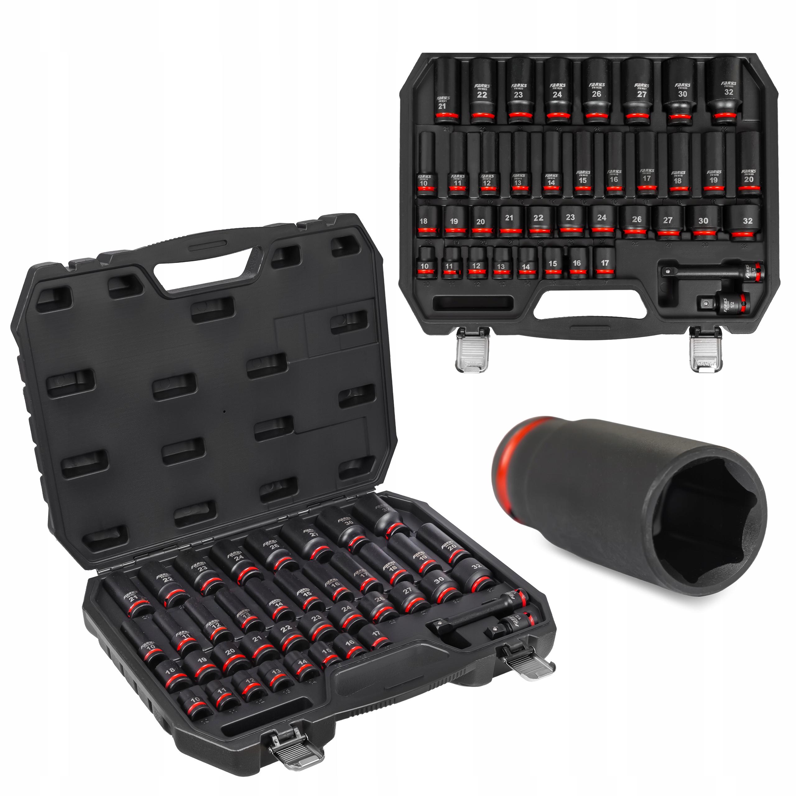 Nasadki Udarowe Długie Krótkie 1/2 10-32mm Zestaw 40el Profesjonalne Mocne