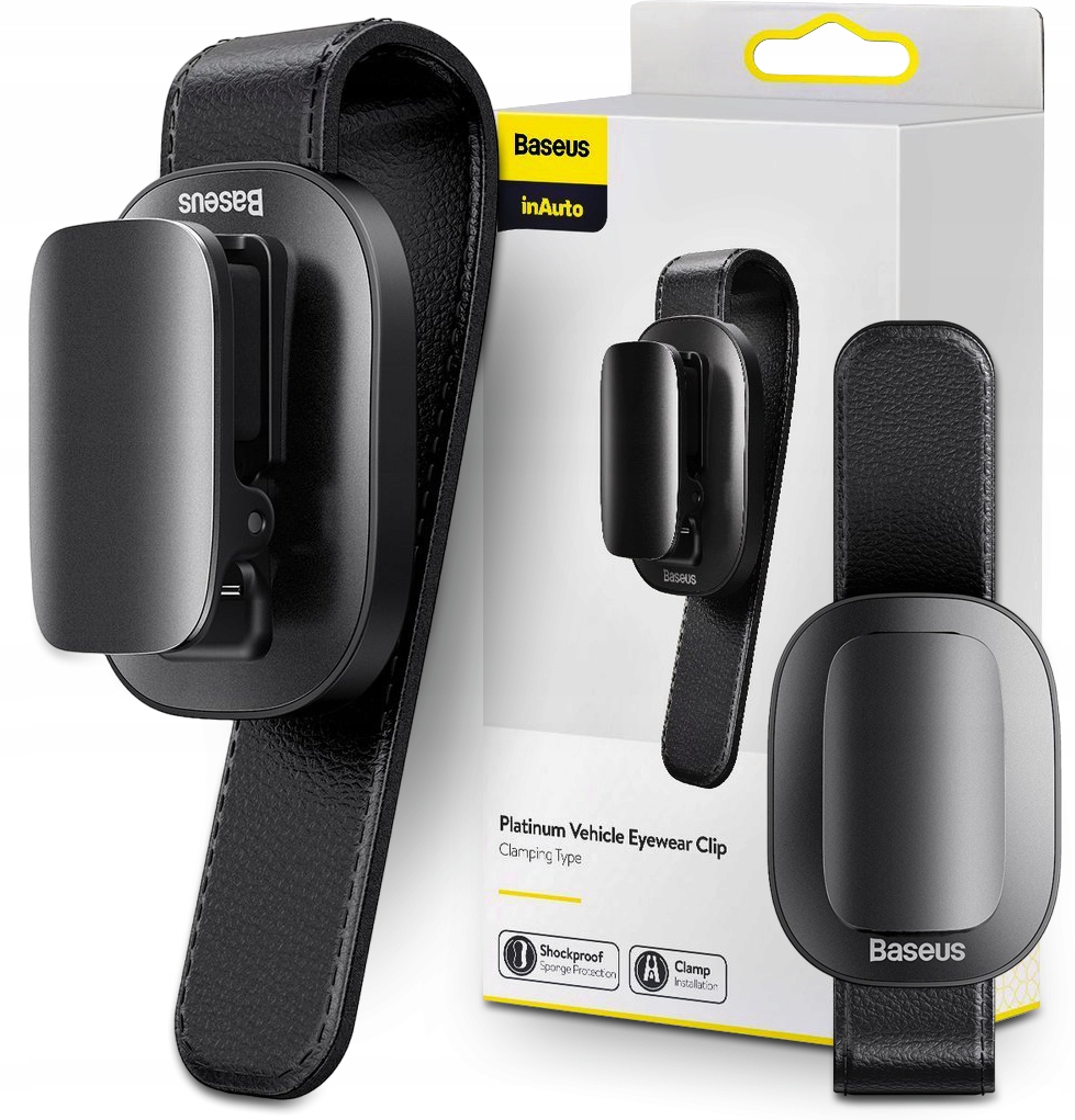 BASEUS UCHWYT SAMOCHODOWY NA OKULARY KLIPS CZARNY Platinum Vehicle