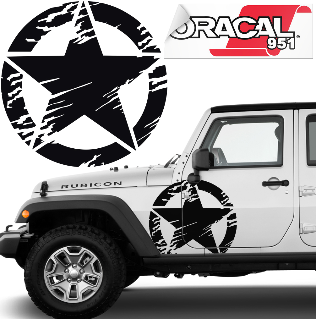 Стікер автомобіля зірка джип 60x60cm чорний матовий