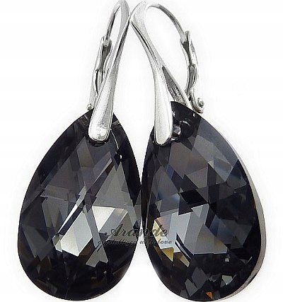 Krásné krystaly Náušnice Silver Night Stříbro