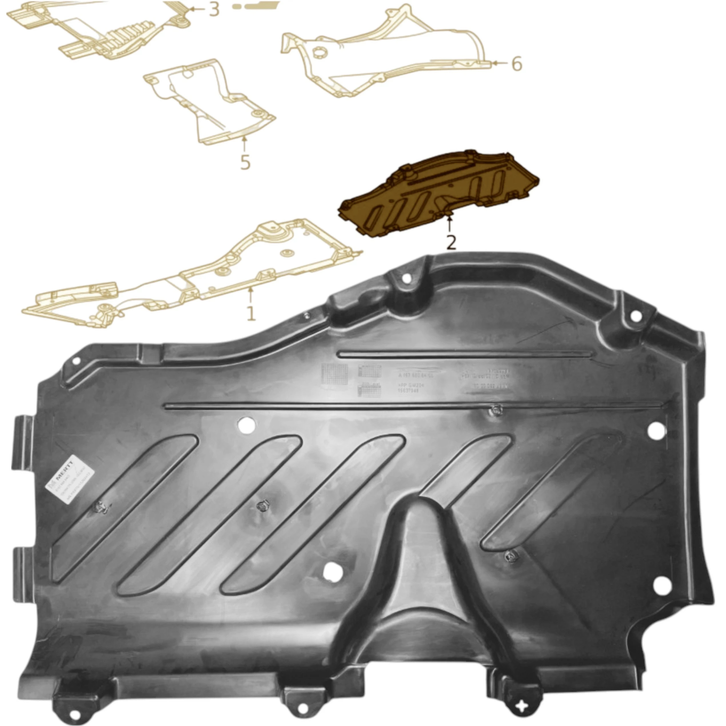 Mercedes Gle W167 Gls X167 2019+ Kryt podvozku podlaha zadní levá spodní