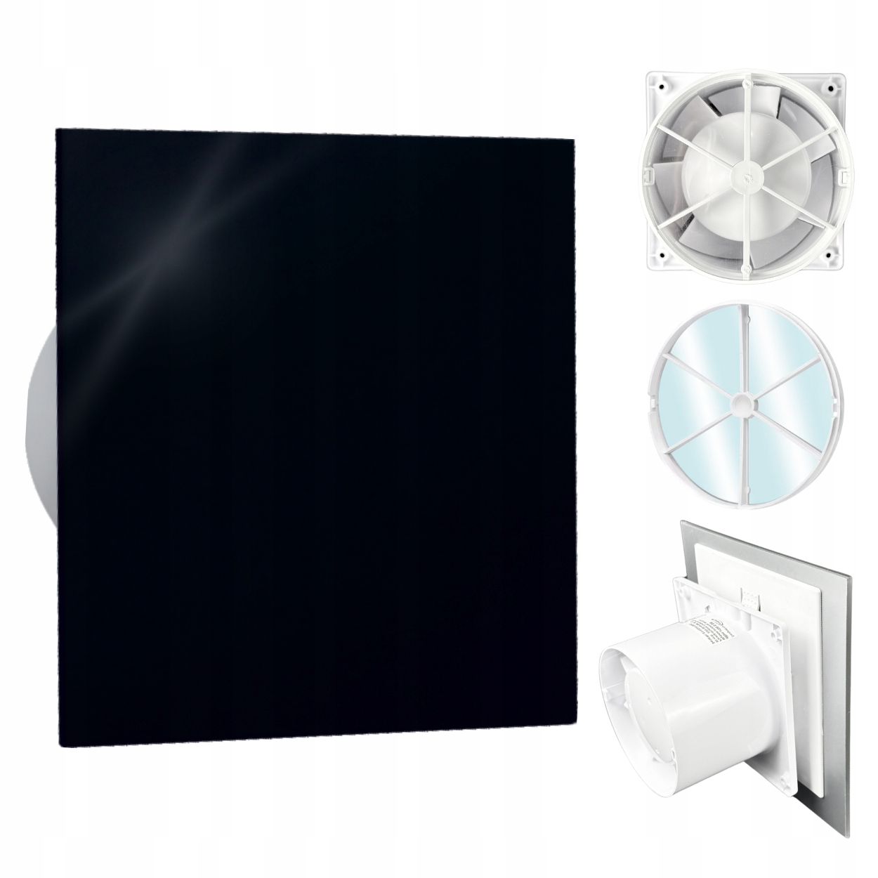 Wentylator łazienkowy dRim fi100 Zawór Zwrotny Front Pp Czarny połysk