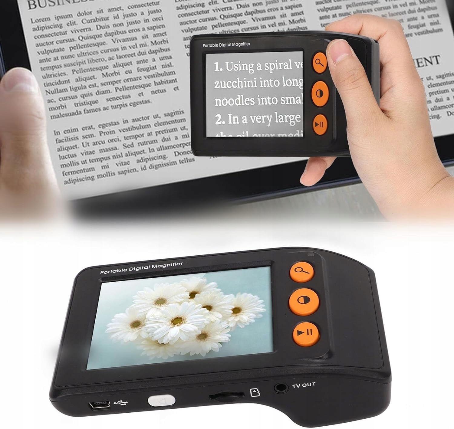 Elektronická video 3,5" LCD 2-25x zväčšenie pre slabozrakých