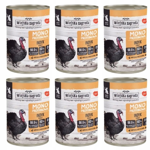 Wiejska Zagroda vlhké krmivo pro koťata Monoproteinové Krůta 6x400 g