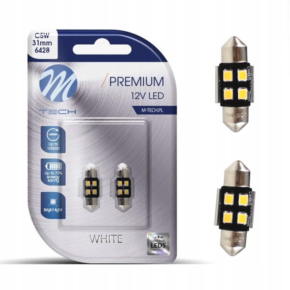 Żarówka Led M-Tech C5W SV8.5 31mm z diodami Osram 5700K kpl. 2szt.
