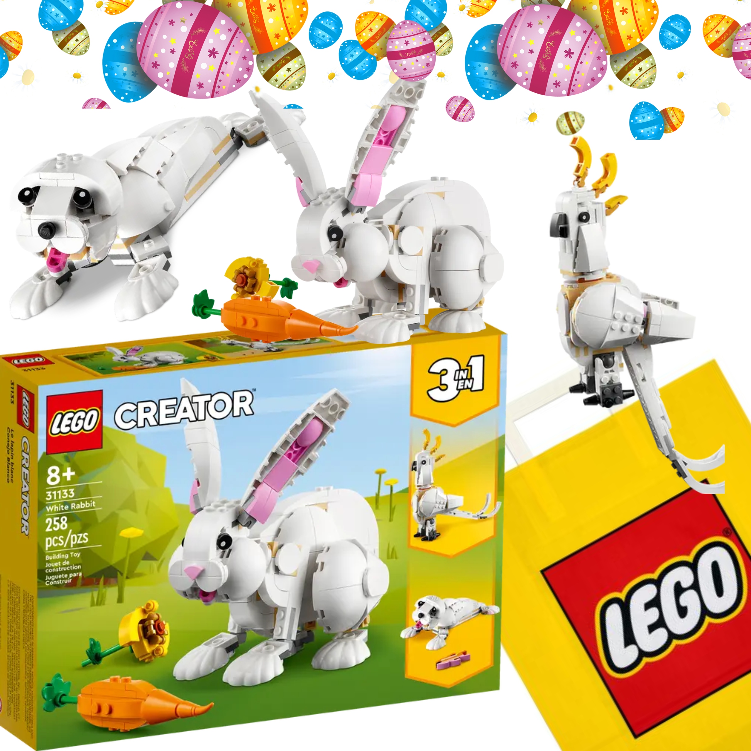 Velikonoční Sada Lego 3V1 31133 Bílý Králík Dárek Taška Lego Dárek