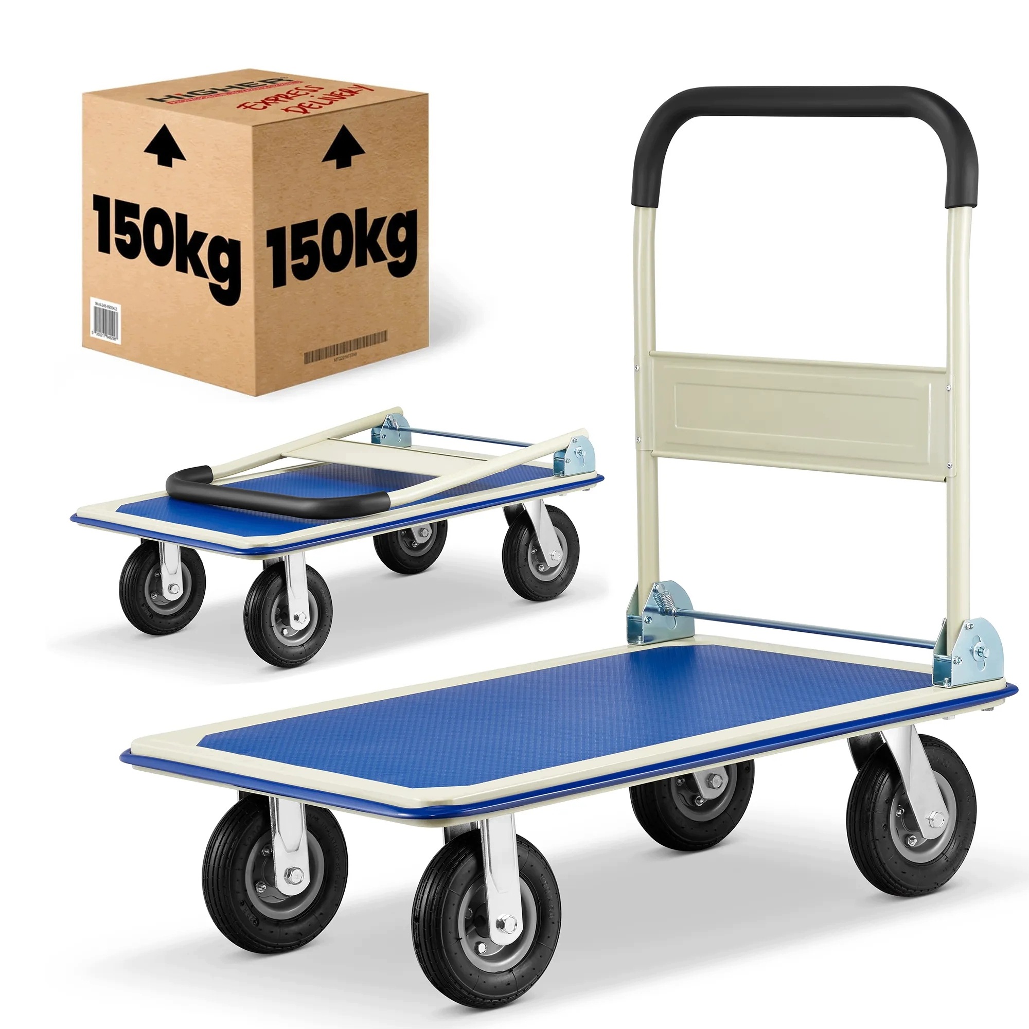 Skladovací plošinový vozík 150 kg Higher plná kola