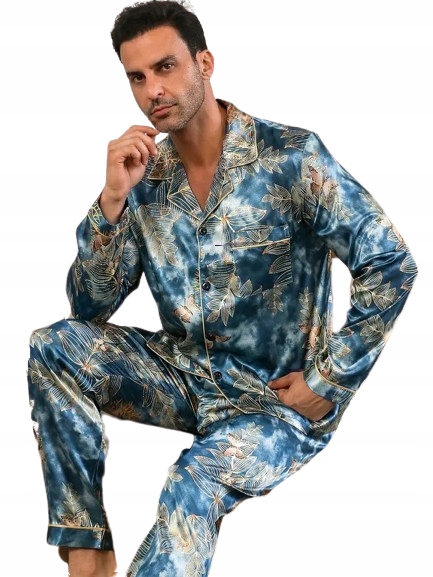 Rozepínací Pyžamo Ze Saténu Chladný Pánský Satén Elegantní Pyžamo L
