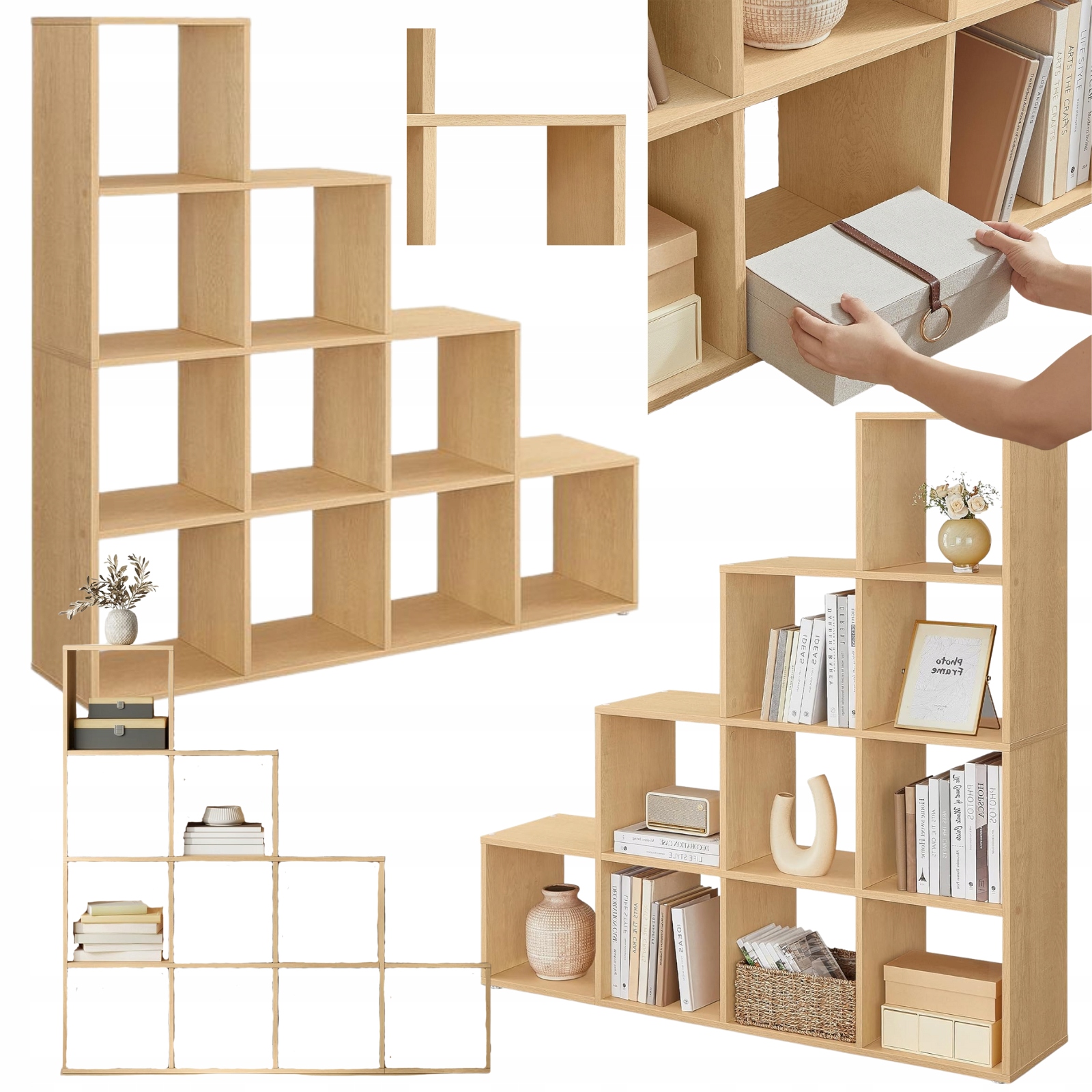 Regál Otvorený Schodišťový na knihy Skriňa Polička na hračky Regál Kockový