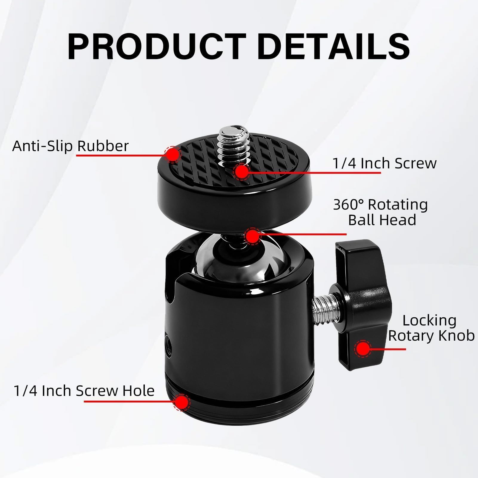 Głowica Kulowa Mini 360 Statyw 1 4 Do Kamery LED Mikrofonu Telefonu Unikeen — miniatura 4