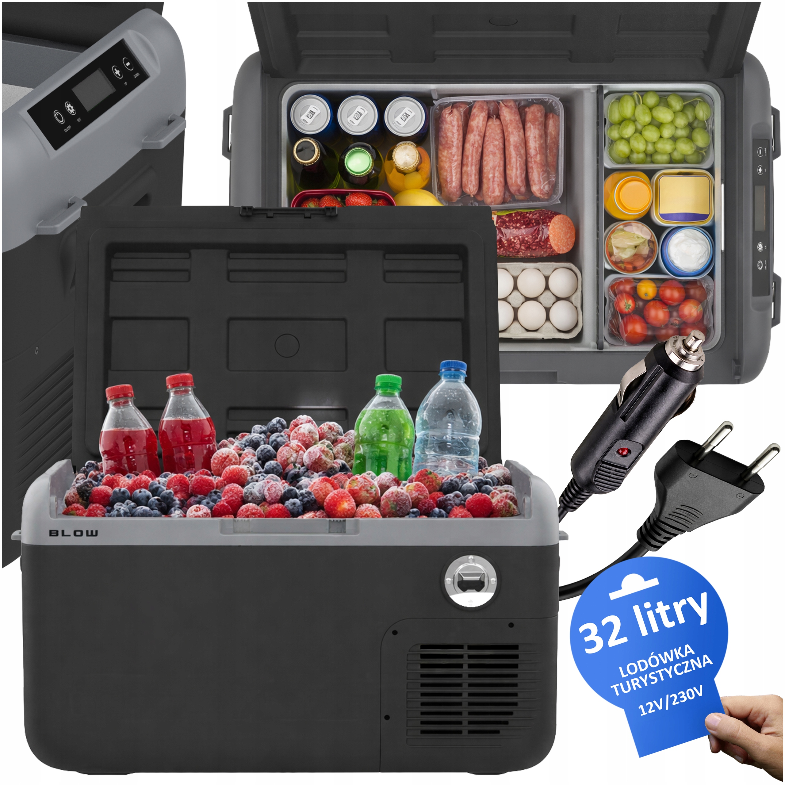Lodówka Turystyczna Kompresorowa Zamrażarka Samochodowa 12V 24V 230V 32L