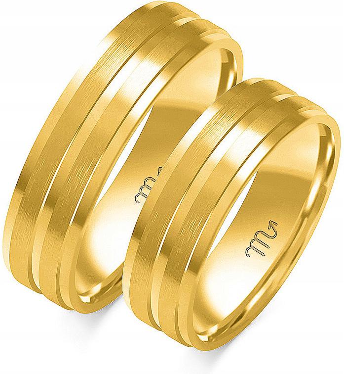 Zlaté snubní prsteny se zirkonem pro pár 585, rok 8 9 10, vkusná kolekce svatba