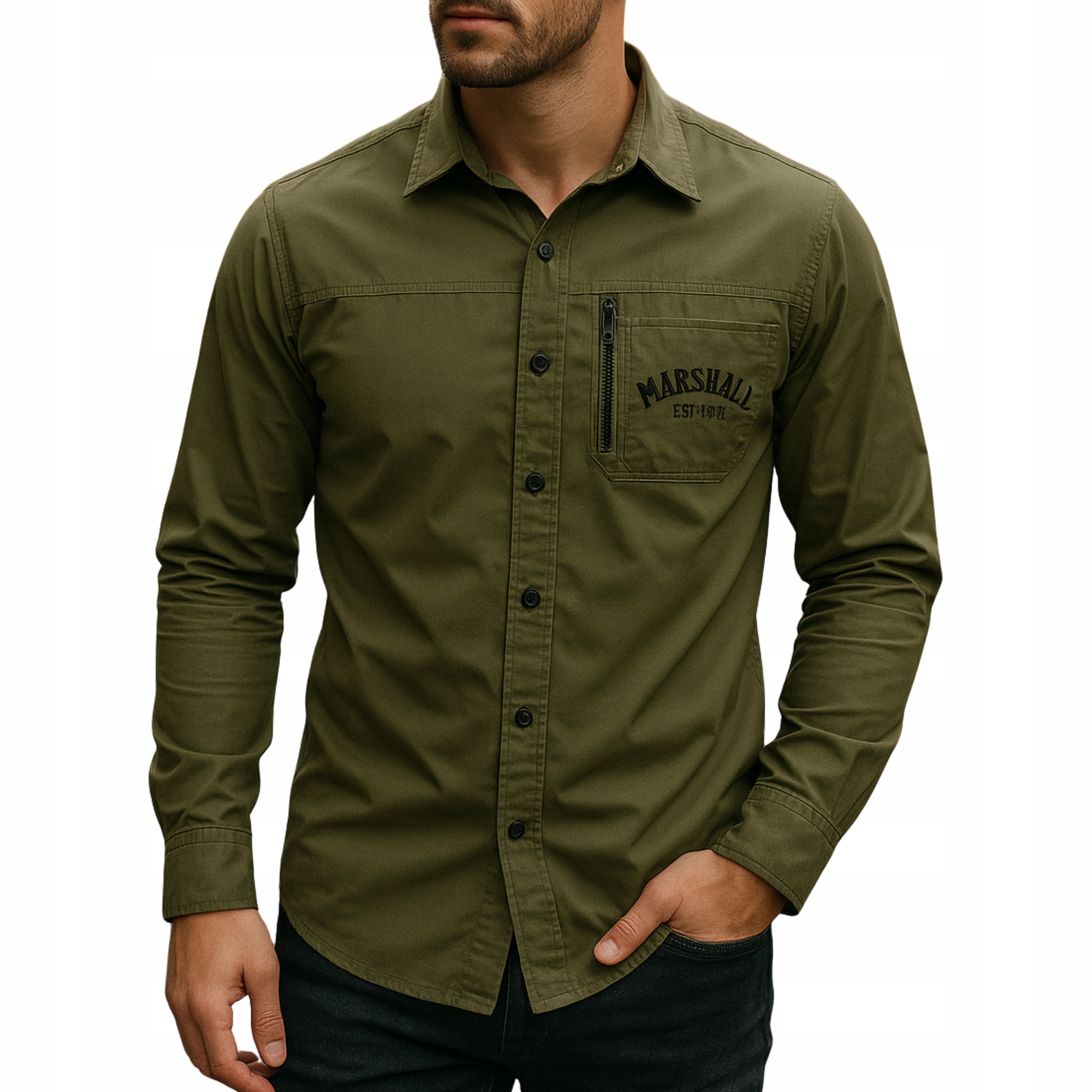 Koszula męska z długim rękawem taktyczna outdoor kieszenie regular casual