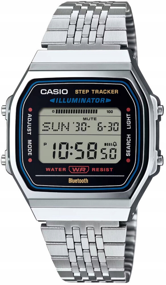 Stříbrné hodinky Casio Vintage ABL-100WE-1AEF Bluetooth, krokoměr