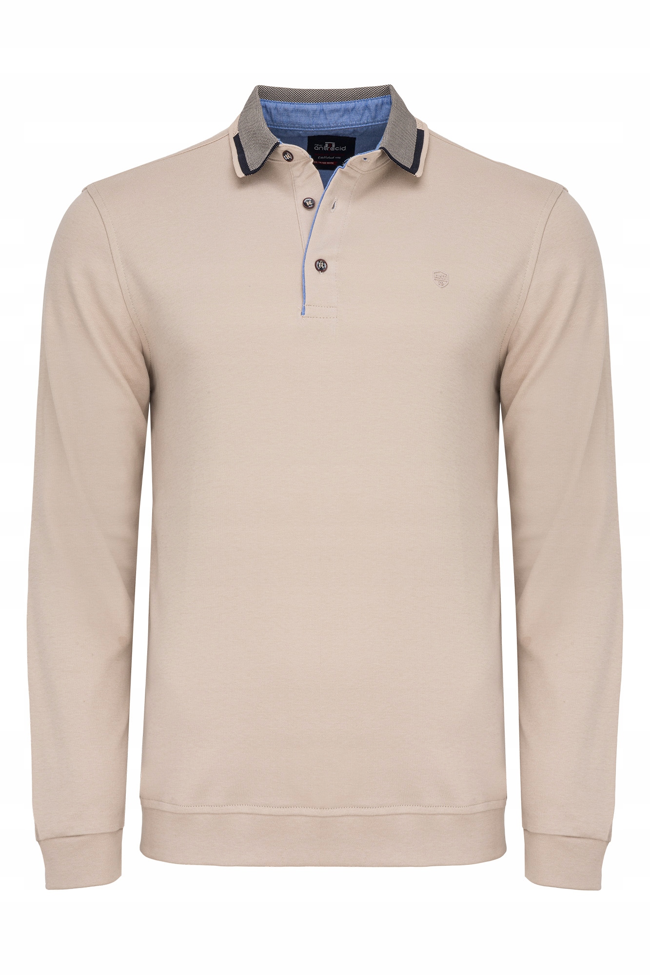 Long Pánská Halenka Béžová Polovka Límeček Dlouhý Rukáv 100% Bavlna: XXL