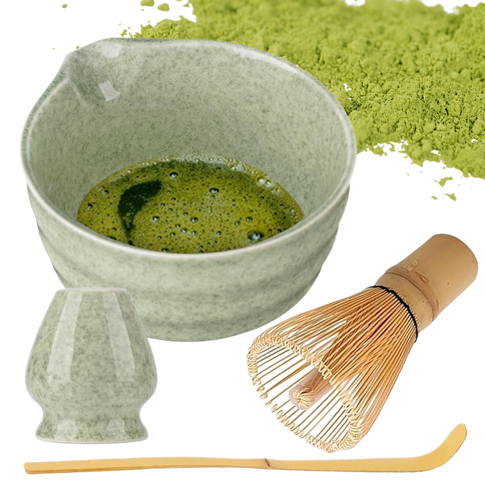 Levně Bambusový 4 Dárková Sada Na Čaj Matchy Chashaku Zelený Elegantní