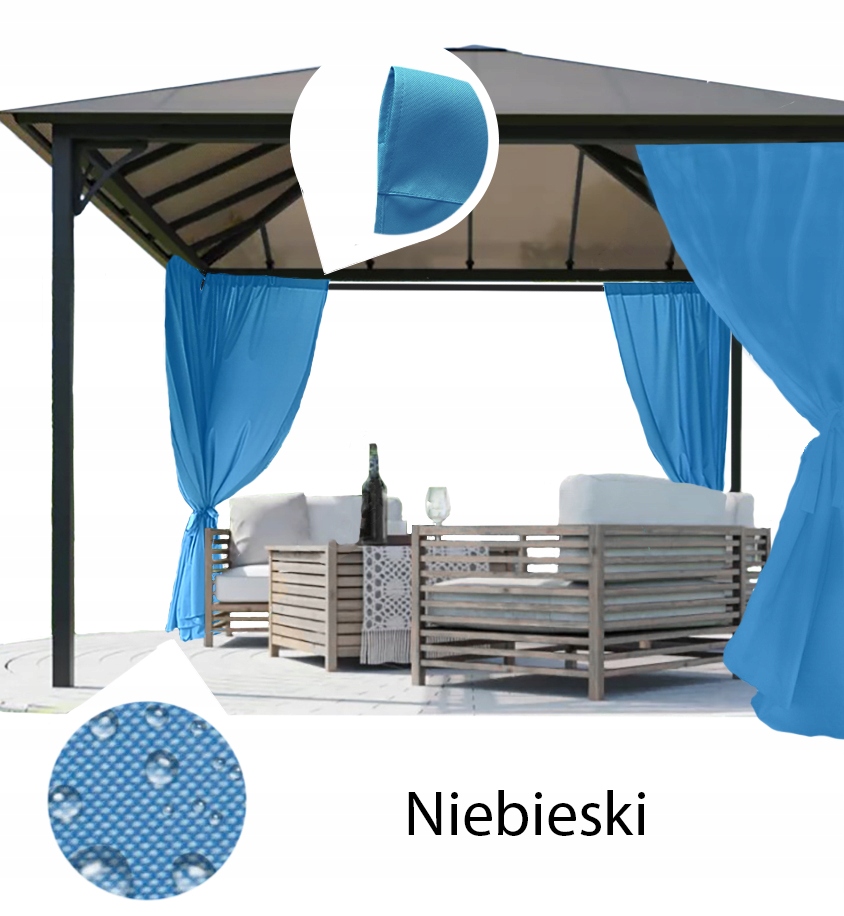 ZASŁONY OGRODOWE WODOODPORNE tunel 250 cm Liczba okien brak