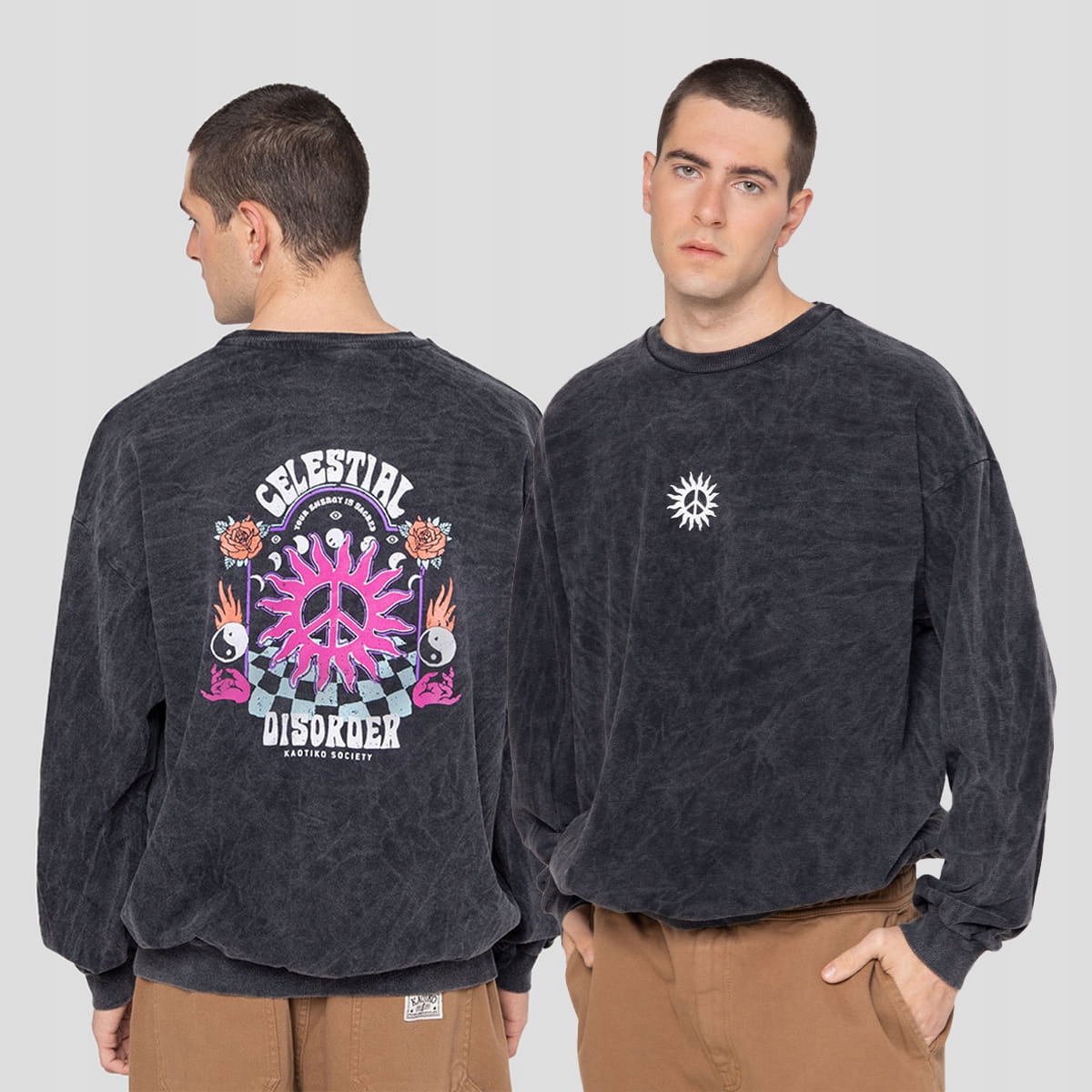 Mikina Kaotiko Washed Celestial Disorder Xs, černá, Městská