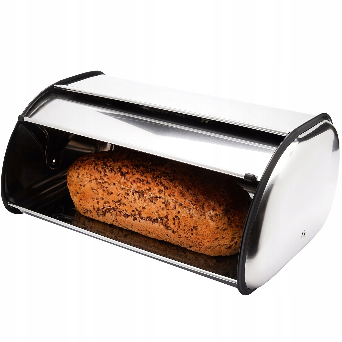 

Srebrny Chlebak pojemnik na chleb mały stalowy