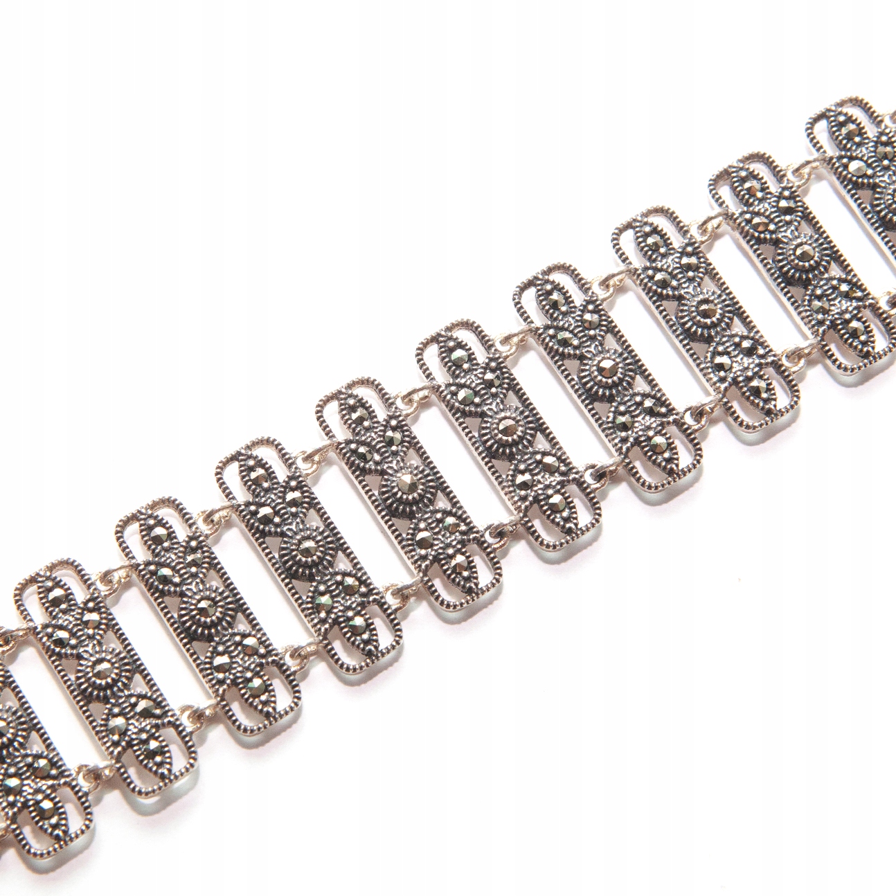 Stříbrný náramek s markýzami stříbro 925 elegantní kombinovaný vzor
