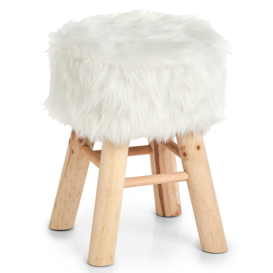 

Stołek Futrzany Miękki Taboret Białe Futro Zeller