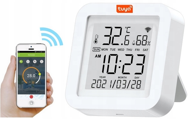 Levně Senzor Teploty Vlhkosti, Teploměr Tuya, Datum Hodin