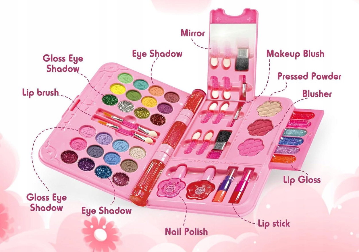 KUFEREK ZESTAW BOOK DO MAKIJAŻU I PAZNOKCI NA PREZENT KOSMETYKI DLA DZIECKA Minimalny wiek dziecka 3