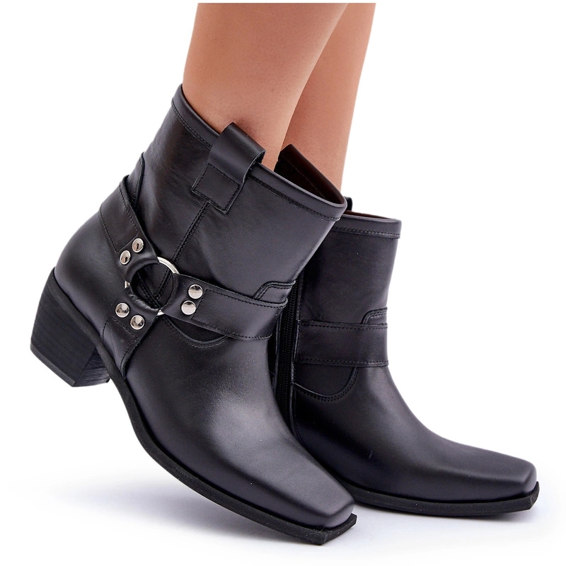 Kotníkové Boty Na Nízkém Podpatku Kožené Na Zip S Pásky Zazoo 3444/2 Béžové 37