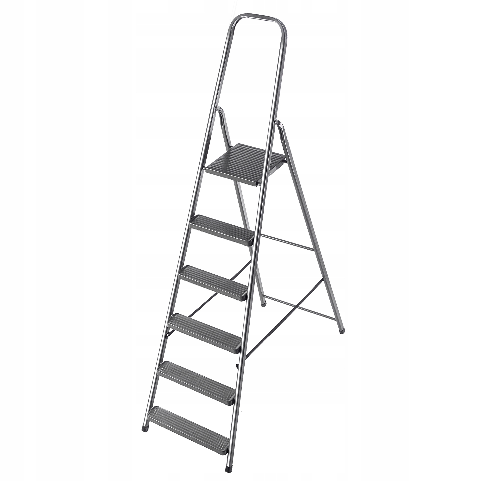 Skladací Domáci Rebrík 6-STUPŇOVÝ Oceľový Rebrík Pevné Stupne 125 kg