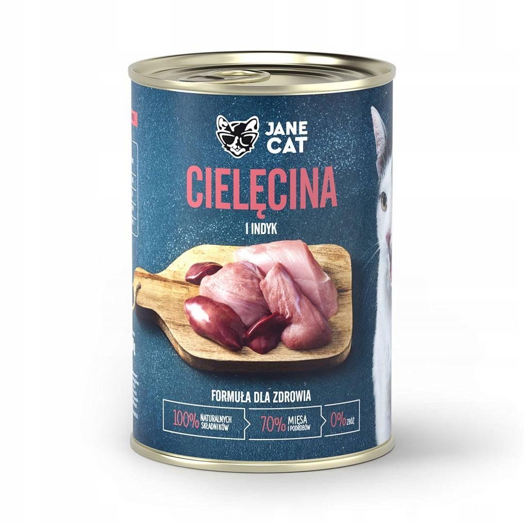 Mokra karma kota CIELĘCINA i INDYK 400g Jane Cat