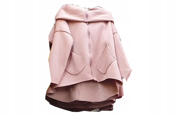 

Asymetryczna Bluza Tunika Kardigan Komin Kaptur L