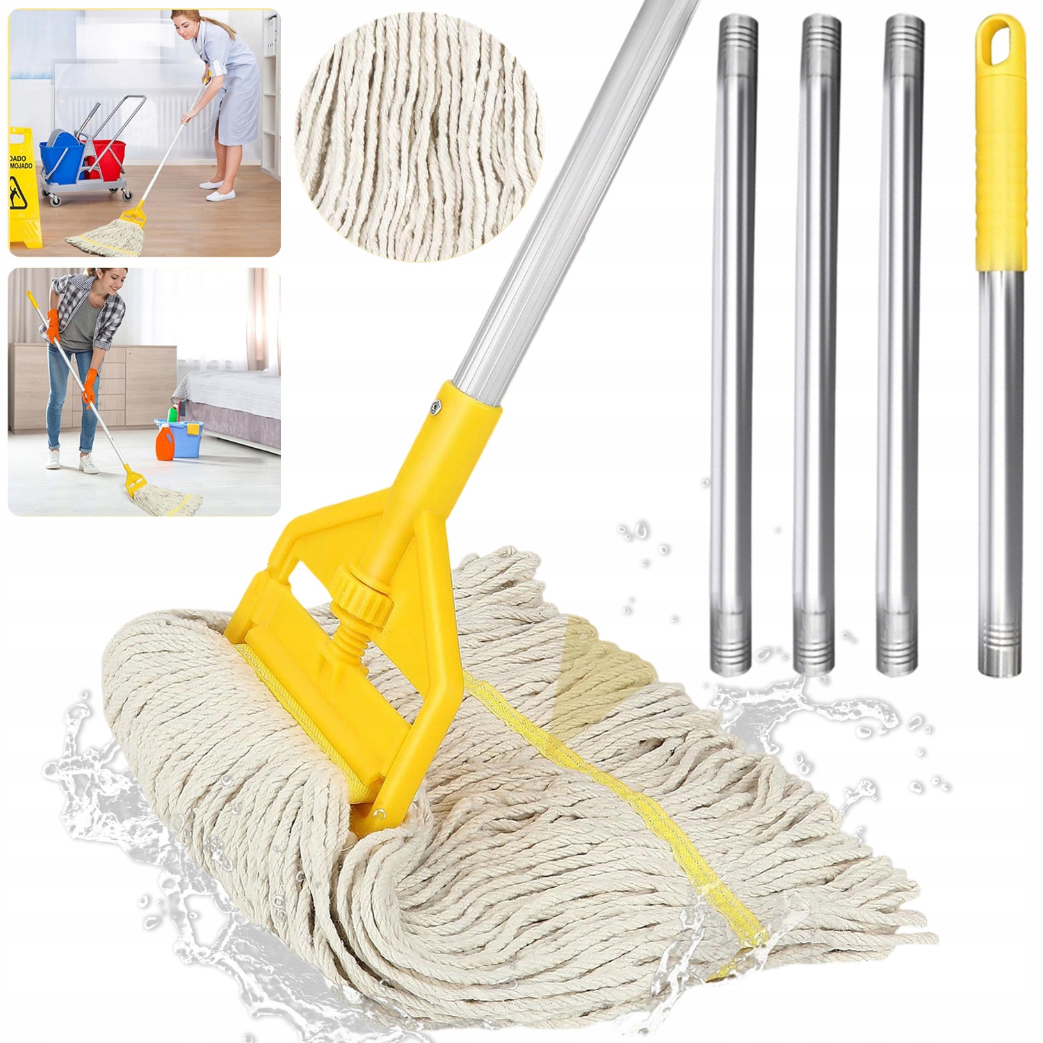 Levně Provázkový Mop, Opakovaně Použitelný Bavlněný Hrot, Vyjímatelný, Odolný