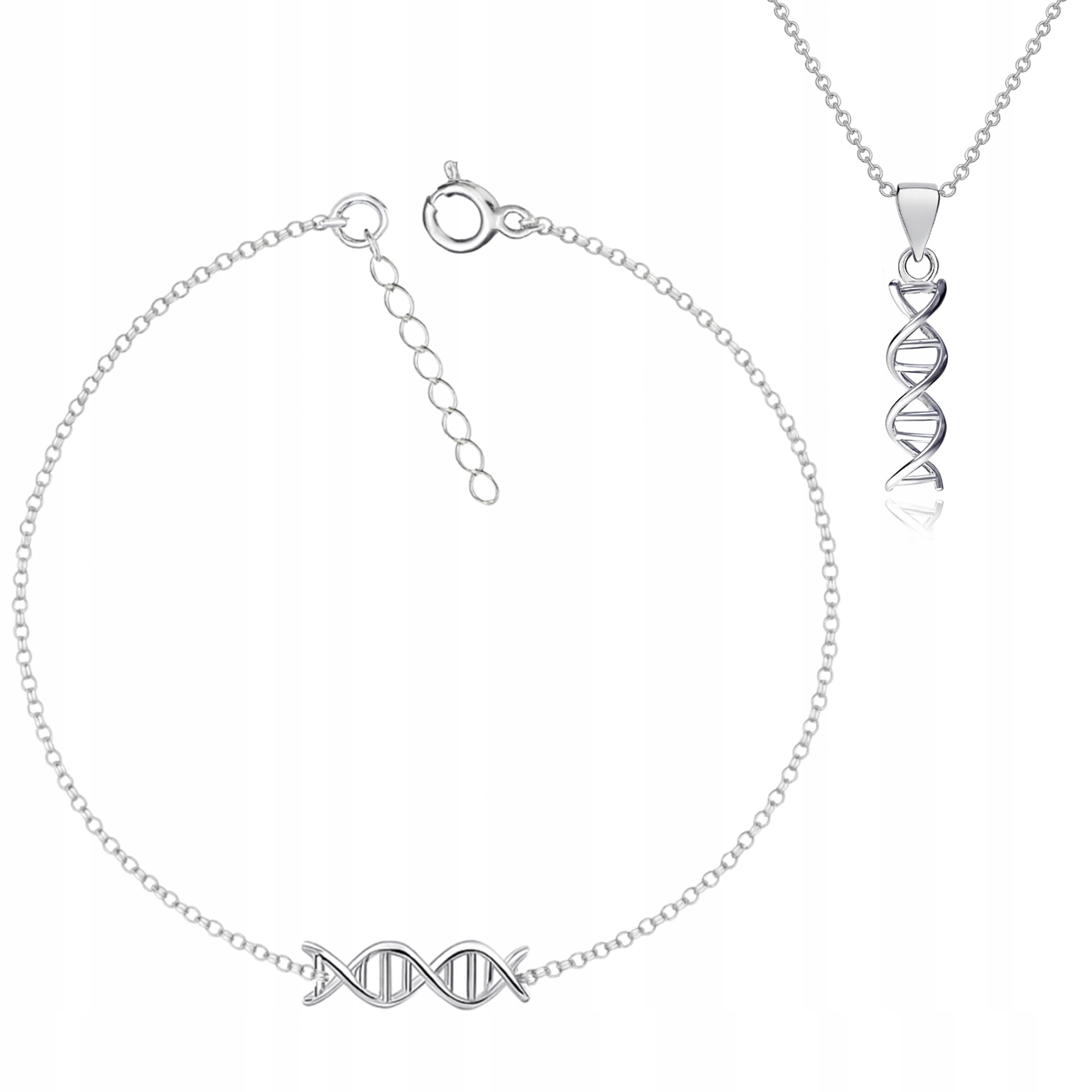 Stříbrná sada šperků Dna Helix Genetický kód ryzost 925 Stříbro
