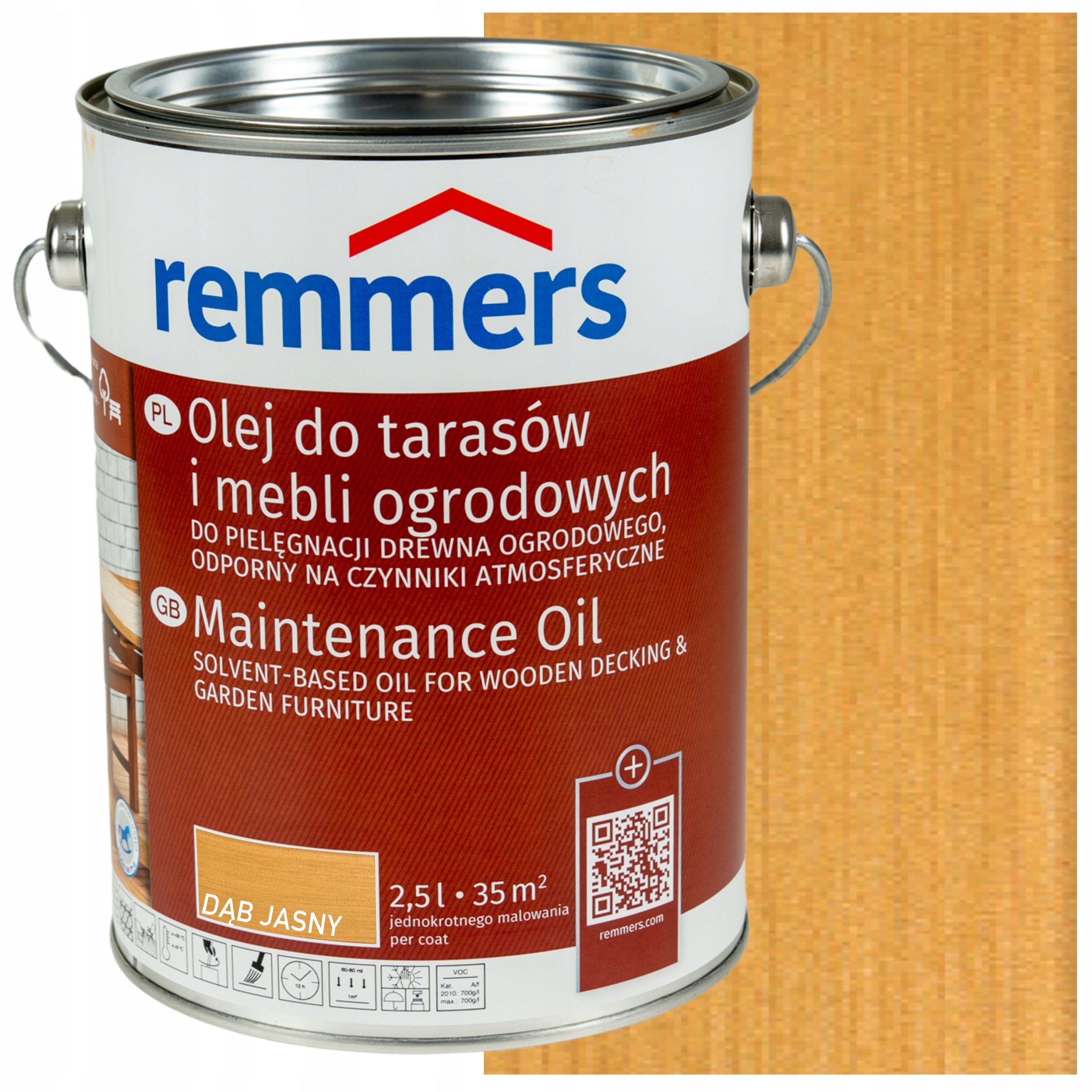 Olej do tarasów Remmers dąb jasny 2,5L do deski tarasowej mebli ogrodowych