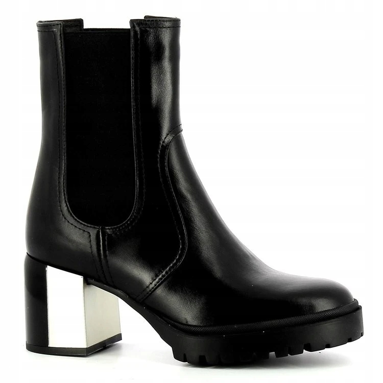 Carinii B7853 Kotníkové Boty Sloupek Kůže Lico Černé