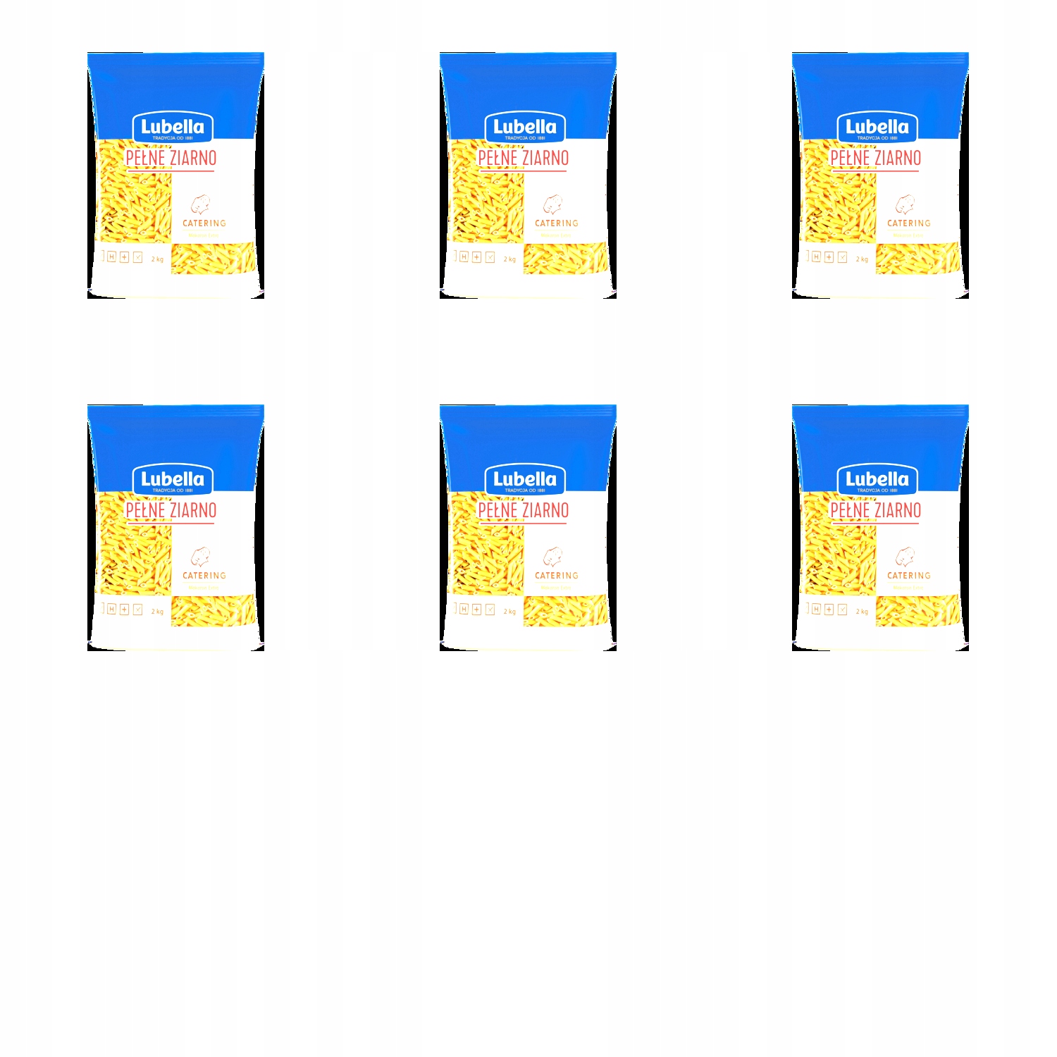 6x 2kg Lubella makaron pióra pełne ziarno Karton