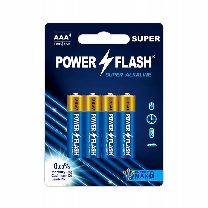 

Baterie Alkaiczne Aaa 1.5 V LR3 Powerflash 4 Szt.