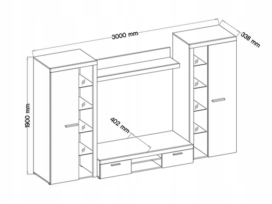 Meblościanka Rumba XL - 4 Kolory LED Gratis !!! Liczba elementów w zestawie 4