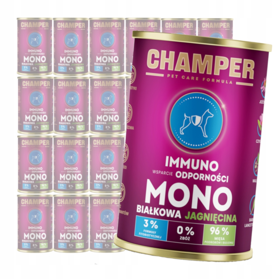 Levně Champer Immuno Monoproteinové 24x400g Vlhké Krmivo pro psy s jehněčím masem