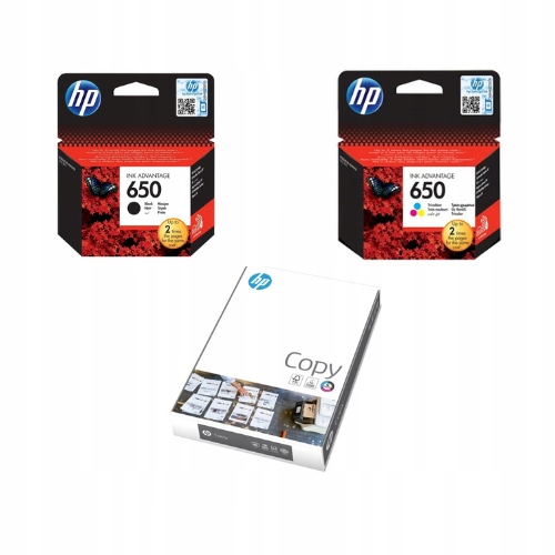 Komplet Oryginalnych Tuszy Hp 650 Czarny CZ101AE Kolor CZ102AE Hp Copy