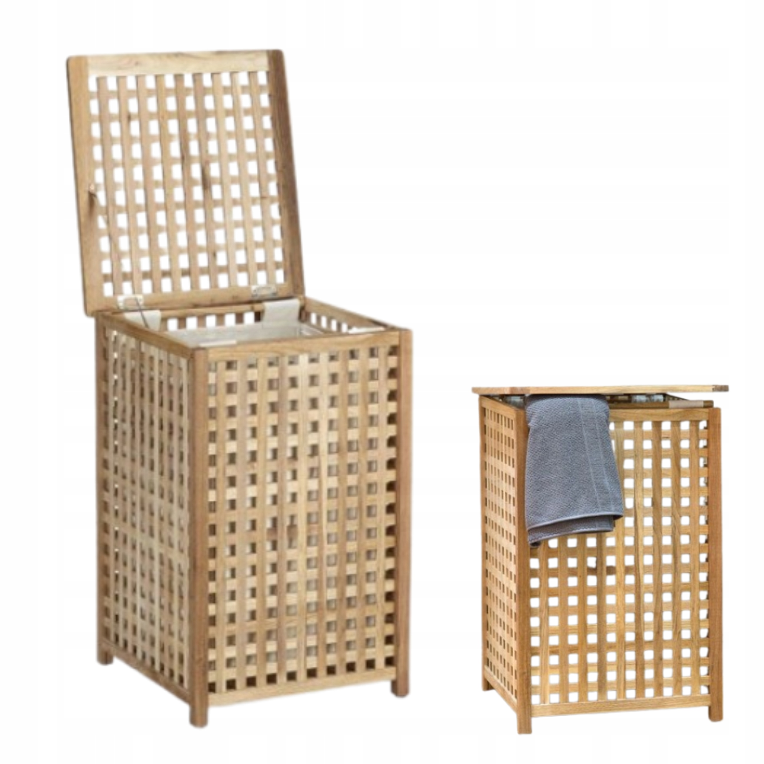Bambusový kôš na bielizeň s vekom, 79 l, vyberateľná vložka 67,5x45x45