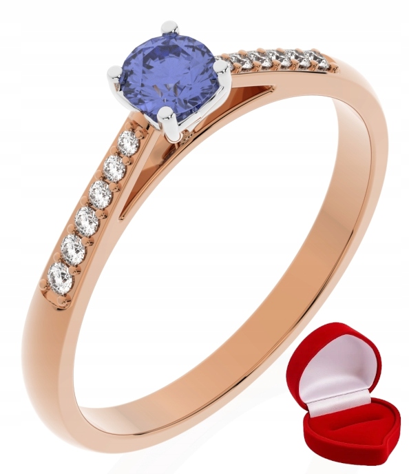 Zlatý Prstýnek Tanzanit 585 14k 0,24 ct Růžové Zlato R13