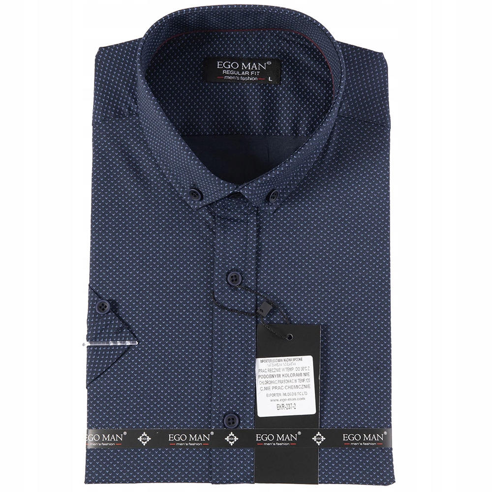 Ego Man košile pánská EKR-237-2 regular fit krátký rukáv M tmavě modrá