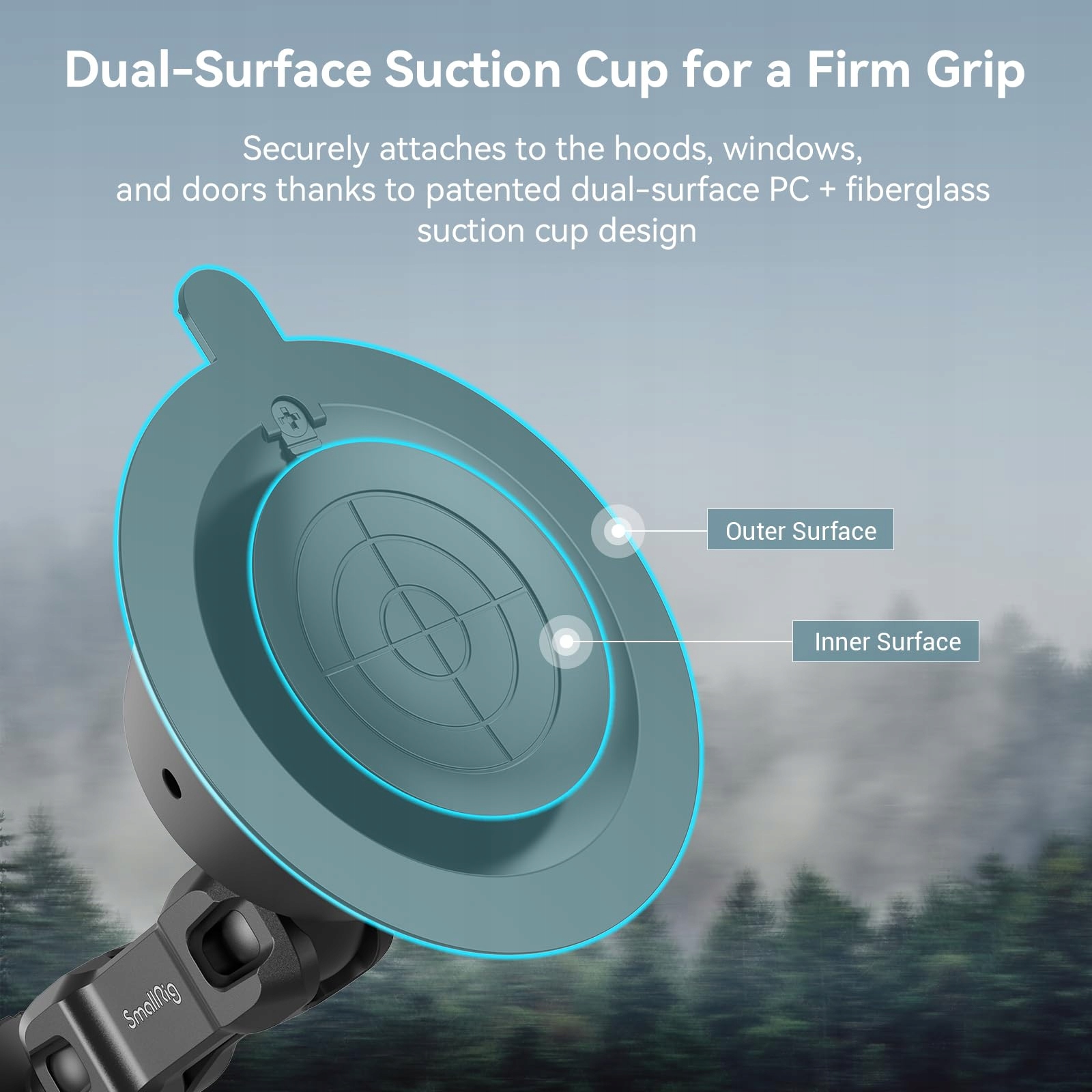 SMALLRIG Uchwyt Przyssawkowy Do GoPro DJI Insta360 Na Szybę Samochodu — miniatura 3