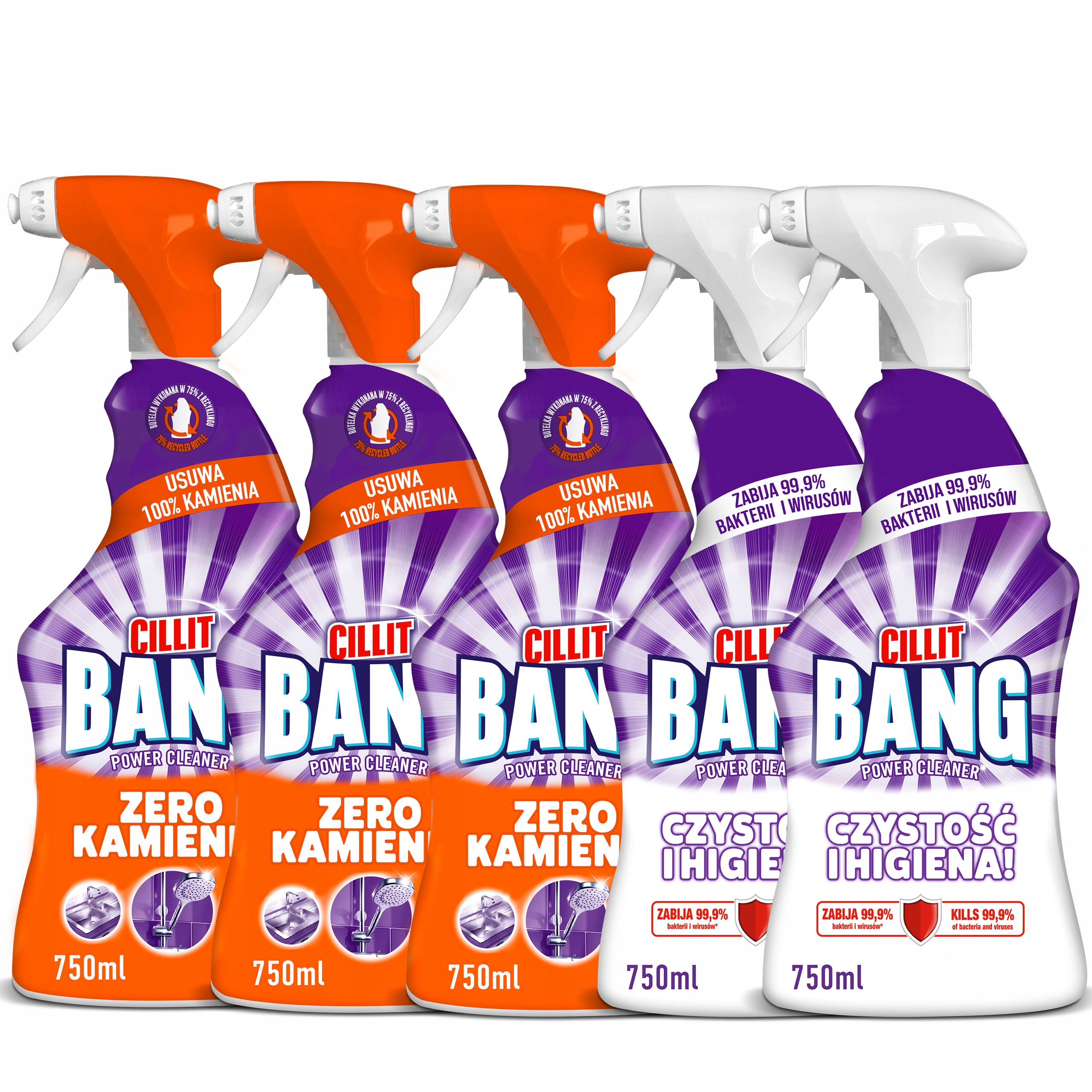 Levně Cillit Bang Tekutiny na čištění nulového kamene Čistota a hygiena 5 x 750 ml