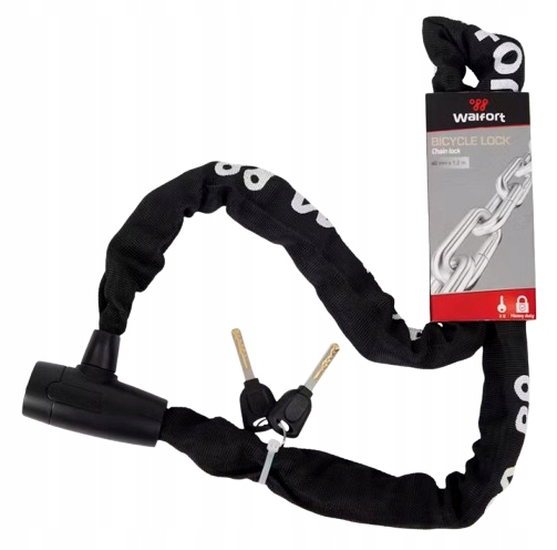 WALFORT MOCNE ZAPIĘCIE DO ROWERU ŁAŃCUCH ROWEROWY BLOKADA KŁÓDKA 2 KLUCZE