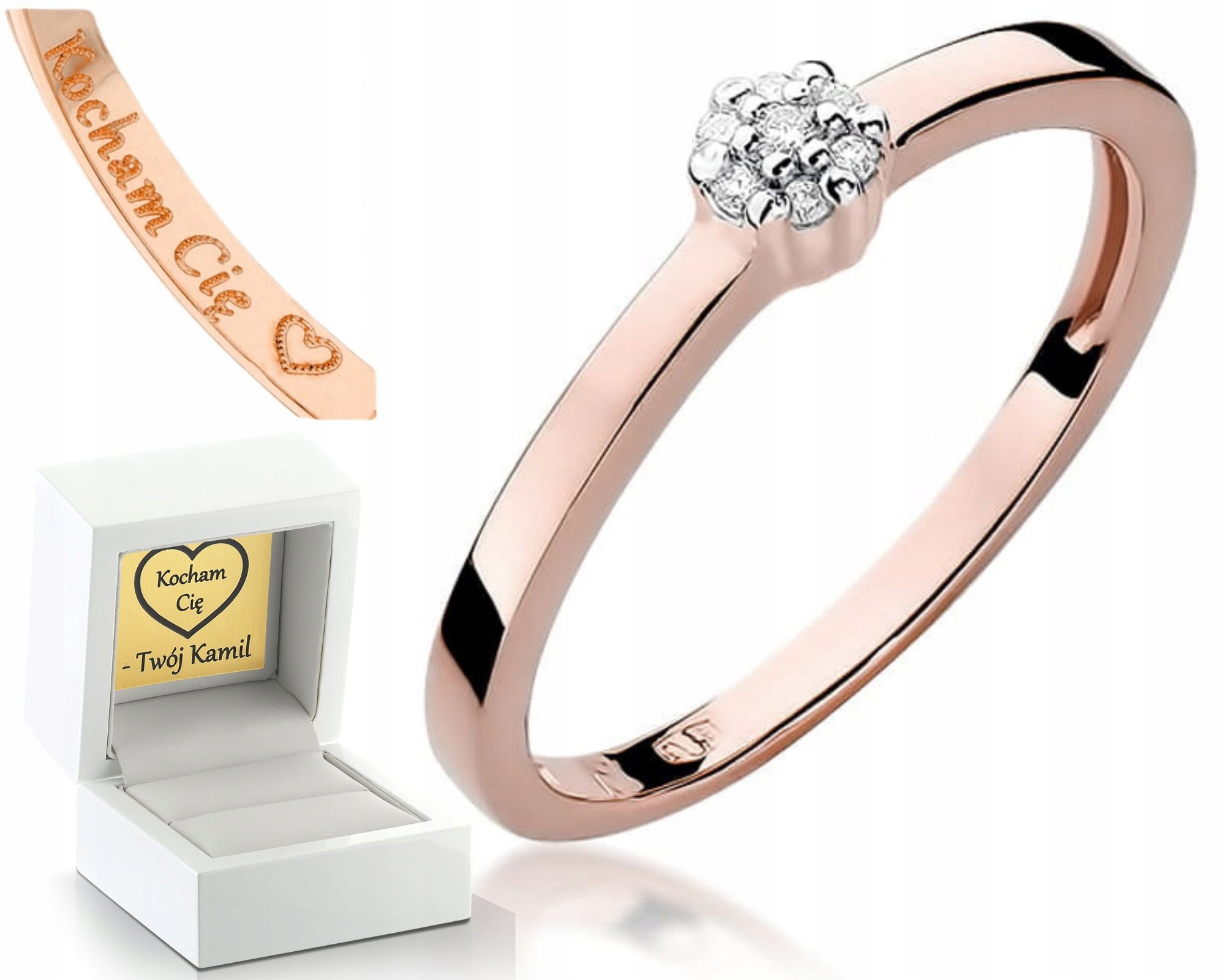 Růžové Zlato Prstýnek S Brilianty Gravírování 585